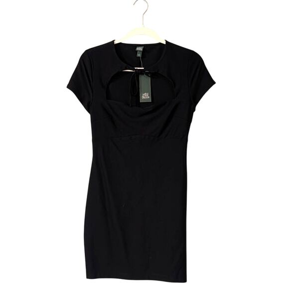wild fable Dresses & Skirts - Wild Fable Black Cut Out Mini Dress Small Tie Front Bodycon Going Out Dress NWT